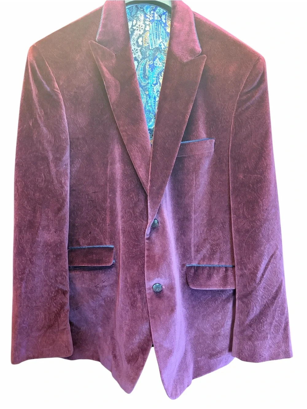 Robert Graham 48 Plum Burgundy Velvet Men’s Blazer Smoking Jacket Coat